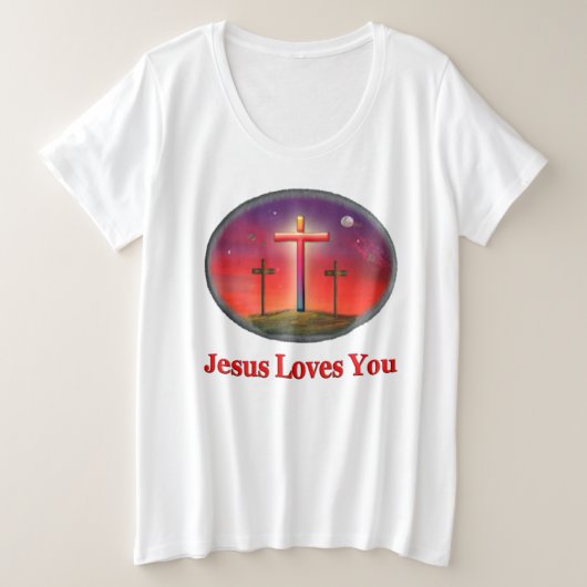 イエス様は愛されている プラスサイズTシャツ (デザイン正面)