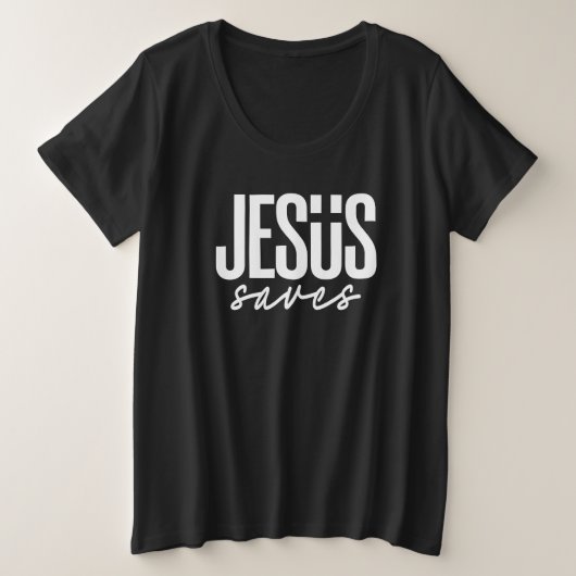 イエス様は救う プラスサイズTシャツ (デザイン正面)