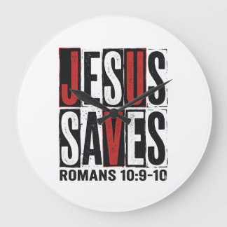 イエス様は救う ローマ人への手紙10:9 キリスト教 ヴィンテージTシャツ デ ラージ壁時計