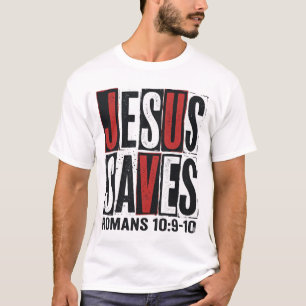 イエス様は救う ローマ人への手紙10:9 クリスチャン ヴィンテージTシャツ デ Tシャツ
