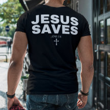 "イエス様は救う" 聖書の言葉のクリスチャンTシャツ