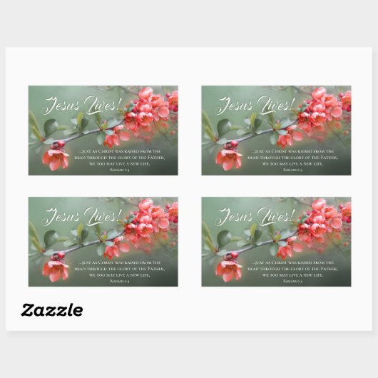 イエス様は春の花聖書の復活祭を生きる 長方形シール (シート)