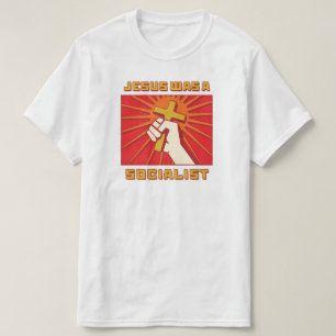 イエス様は社会主義の引用文ヴィンテージ赤と黄色 Tシャツ