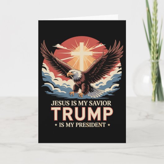 イエス様は私の救世主 トランプは私の大統領 聖書的な カード (正面)