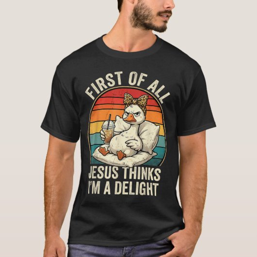イエス様は私を喜びに思ってくれる面白いガチョウデザイン Tシャツ (正面)