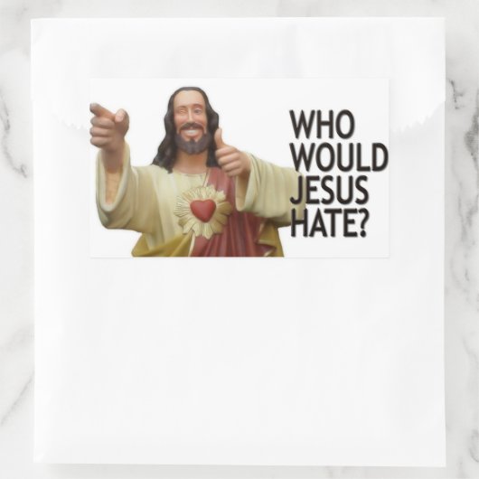 イエス様は誰を憎むだろう? 長方形シール (バッグ)