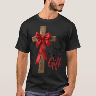 イエス様は贈り物 クリスチャン クリスマス ウッドクロス Tシャツ