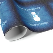 イエス様は雪が大好き!クリスチャン雪だるまブルー ラッピングペーパー (ロールコーナー)