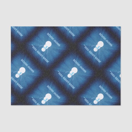 イエス様は雪が大好き！クリスチャン雪だるまブルー 薄葉紙 (正面)