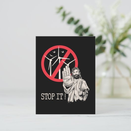 イエス様は風力発電に反対するだろう ポストカード (スタンド正面)