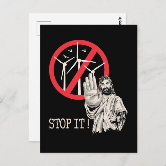 イエス様は風力発電に反対するだろう ポストカード (正面/裏面)