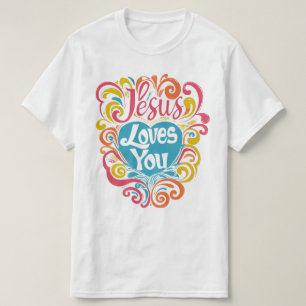 イエス様はGroovy Vibe Christianカラフルを愛している Tシャツ