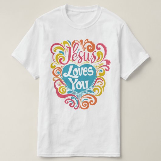 イエス様はGroovy Vibe Christianカラフルを愛している Tシャツ (デザイン正面)