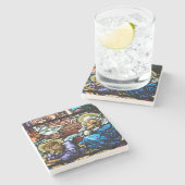 イエス様ステンドグラスの誕生 ストーンコースター (横)