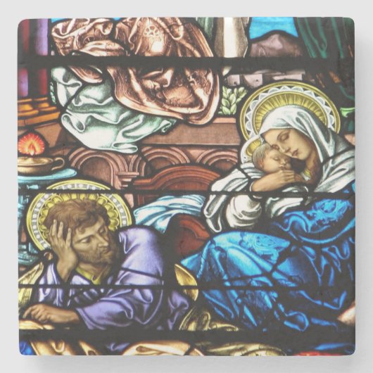 イエス様ステンドグラスの誕生 ストーンコースター (正面)