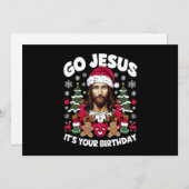 イエス様 誕生日おめでとう ダサいクリスマススウェーター シーズンカード (正面/裏面)