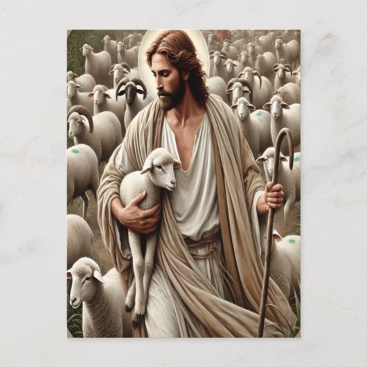 イエス歩くが群れの中に ポストカード (正面)