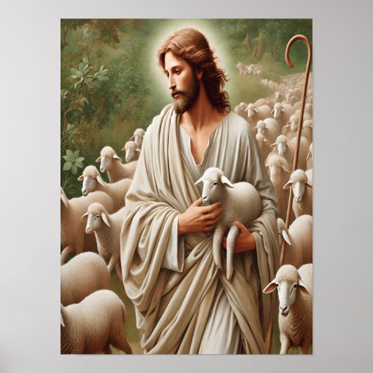 イエス歩くと子羊 ポスター (正面)