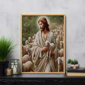 イエス歩くと子羊 ポスター