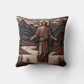 イエス歩くオン水に囲まれた山々 クッション (裏面)