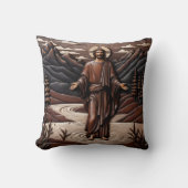 イエス歩くオン水に囲まれた山々 クッション (正面)