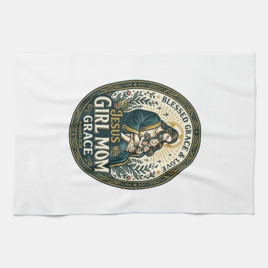 イエス母性マイクロアイデンティティTシャツ信仰ベース キッチンタオル (横)