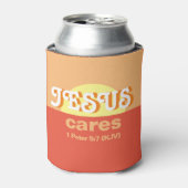 イエス気に。1 Peter 5:7 (KJV) - 缶クーラー (缶正面)