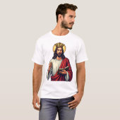 イエス王冠スクロールヴィンテージ彫刻Tシャツ2 Tシャツ (正面フル)