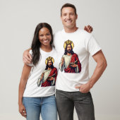 イエス王冠スクロールヴィンテージ彫刻Tシャツ2 Tシャツ (ユニセックス)