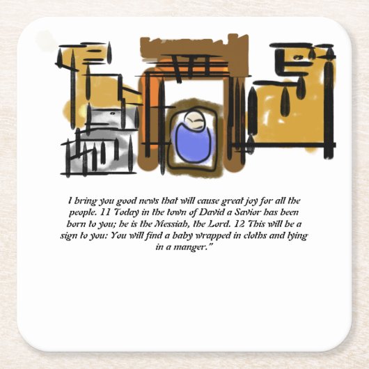 イエス生まれは スクエアペーパーコースター (正面)