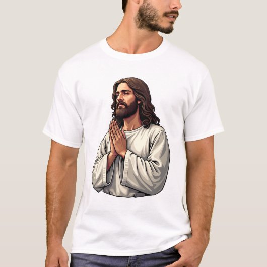 イエス祈りの手ビンテージの彫刻Tシャツ2 Tシャツ (正面)