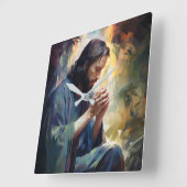 イエス祈様の時計 スクエア壁時計 (傾斜)