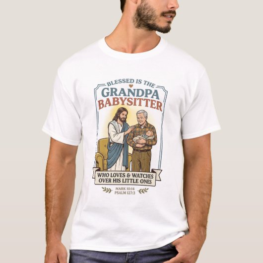 イエス祖父母ベビーシッターおもしろTシャツ信仰B Tシャツ (正面)