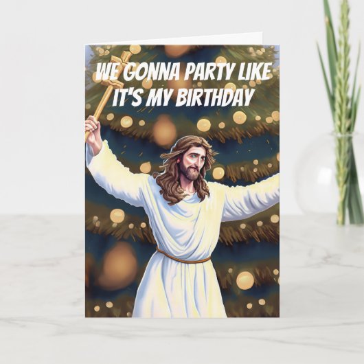 イエス祝様の誕生日のクリおもしろいスマス カード (正面)