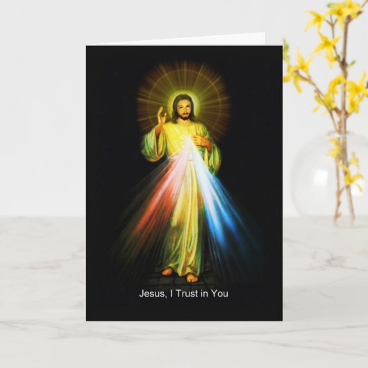 イエス神慈悲グリーティングカード カード (黄色い花)