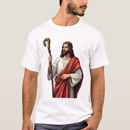イエス羊飼いの杖ビンテージの彫刻Tシャツ2 Tシャツ (正面)