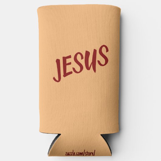 イエス聖なる書物、 経典引用文と血の赤文字 スリム缶クーラー (正面)