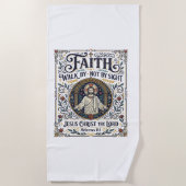イエス聖書ジャーナリング聖句アートTシャツキリスト教 ビーチタオル (正面)