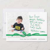 イエス親愛グリーンクレヨンのノート写真クリスマスカード (正面)