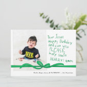 イエス親愛グリーンクレヨンのノート写真クリスマスカード (スタンド正面)