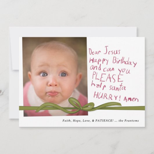 イエス親愛ワインのクレヨンのノート写真クリスマスカード (正面)