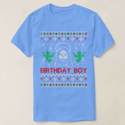 イエス誕生日ボーイ醜いクリスマスセーター Tシャツ (デザイン正面)