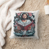 イエス読様の波と信仰の象徴 クッション (ブランケット)