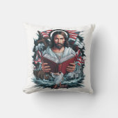 イエス読様の波と信仰の象徴 クッション (正面)