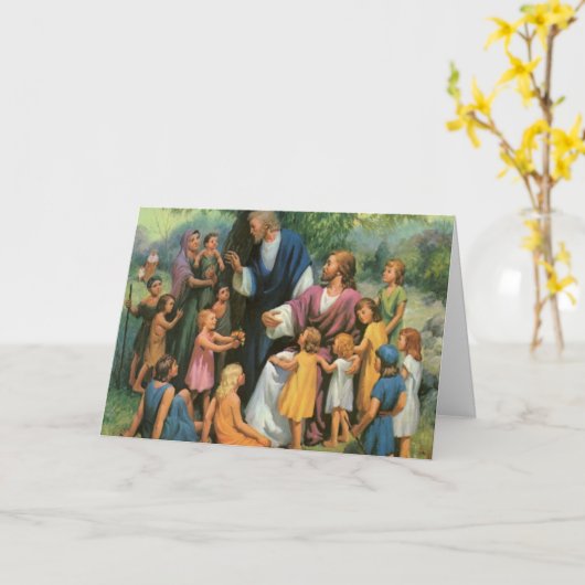 イエス賛美キリストの子供たち，ヴィンテージ宗教 カード (黄色い花)