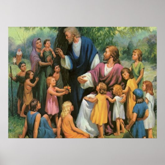 イエス賛美キリストの子供たち，ヴィンテージ宗教 ポスター (正面)