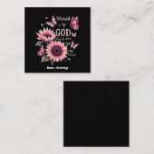 イエス賛美ピンクヒマワリ信仰に愛される神によって スクエア名刺 (正面/裏面)