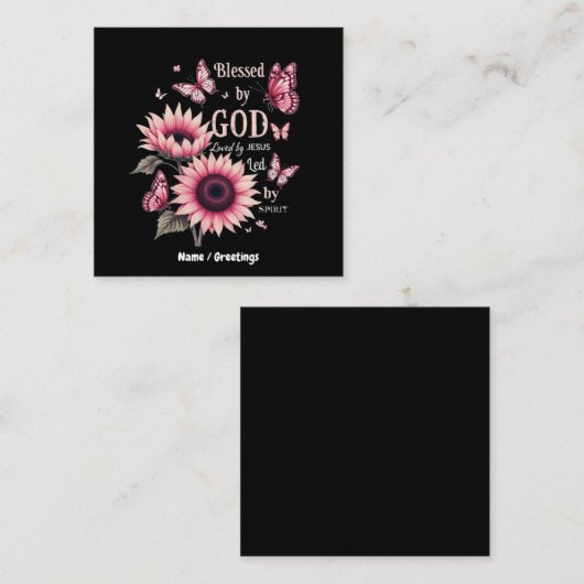 イエス賛美ピンクヒマワリ信仰に愛される神によって スクエア名刺 (正面/裏面)