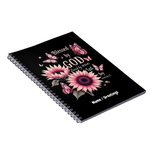 イエス賛美ピンクヒマワリ信仰に愛される神によって ノートブック (右側)