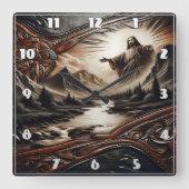イエス賛美様の自然 スクエア壁時計 (正面)